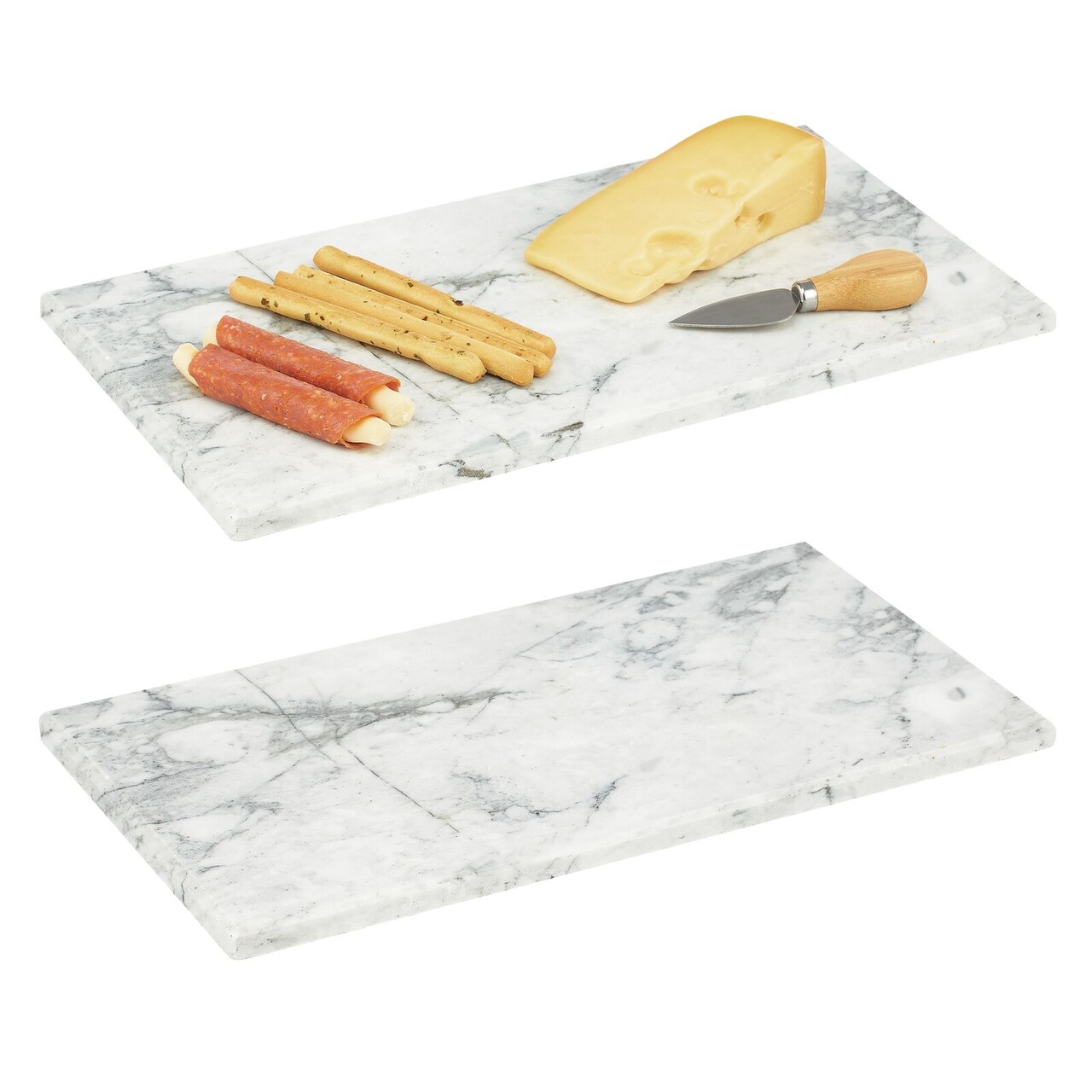 mDesign Slate Slab Kitchen Pastry Cutting Board Serving Tray - 2 Pack